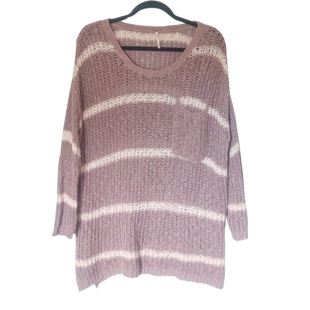 Free People Brown & Cream Striped Sweater
